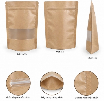 Túi Zipper Giấy Kraft Có Cửa Sổ – Bao Bì Thực Phẩm