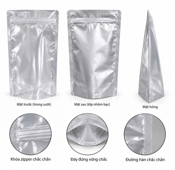 Túi Zipper Bạc Đáy Đứng – Bao Bì Thực Phẩm